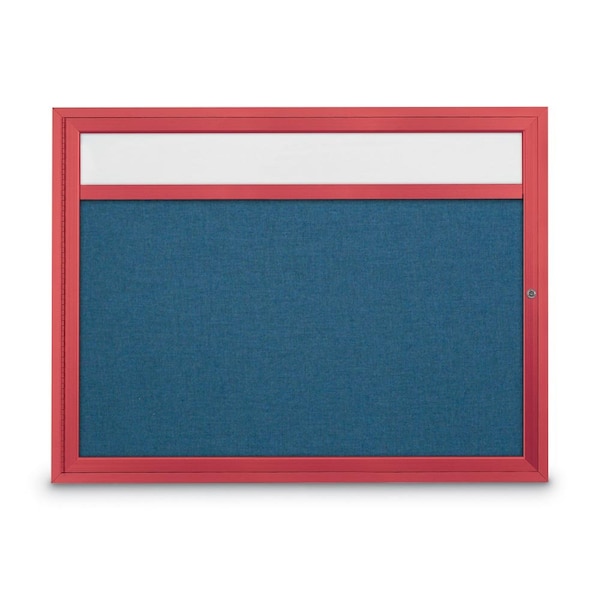 Slim Enclosed Corkboard, 30"x36", Bronze Alum Frame/Cobalt